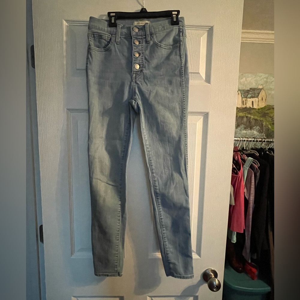 Madewell 10 inch high rise skinny jeans button up